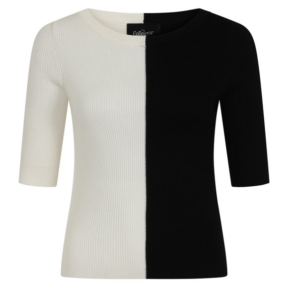 Collectif Mainline Savannah Contrast Knitted Top - Picture 2 of 8